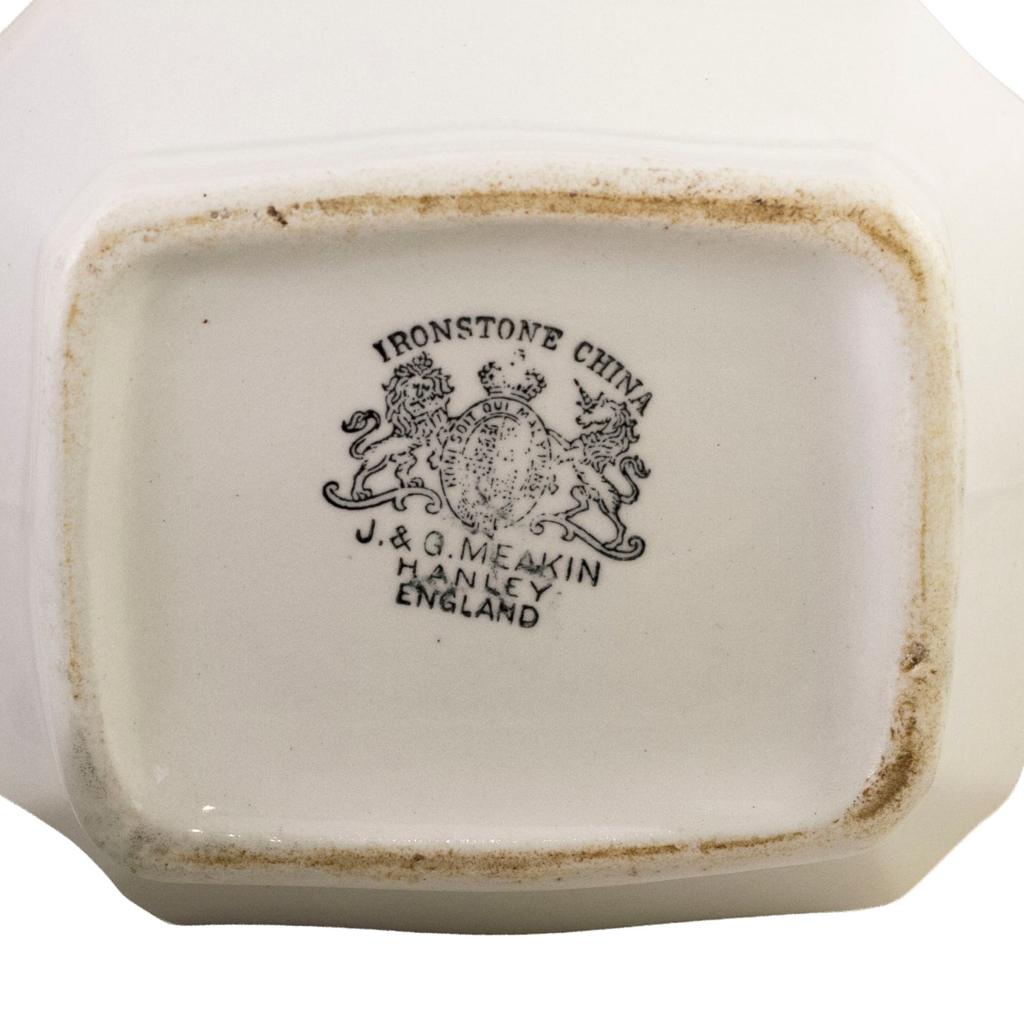 Tetera de loza J & G Meakin Classic Block Optic – Loza blanca inglesa antigua c. 1890