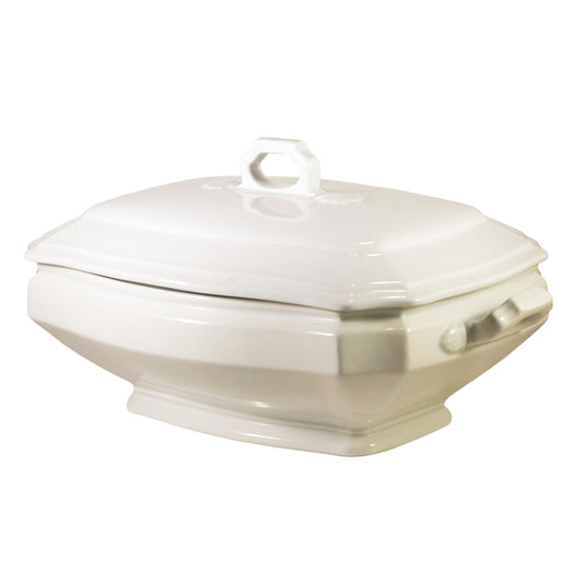 Antique J & G Meakin Block Optic Ironstone Covered Dish, Staffordshire England c.1890