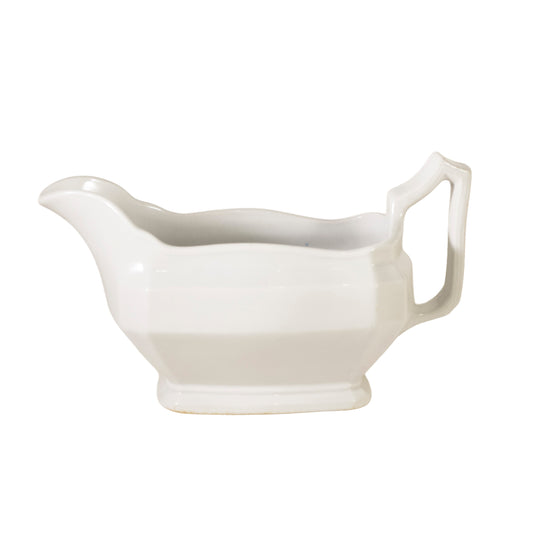 Antique J & G Meakin Block Optic Ironstone Sauce Boat, Staffordshire England c.1890