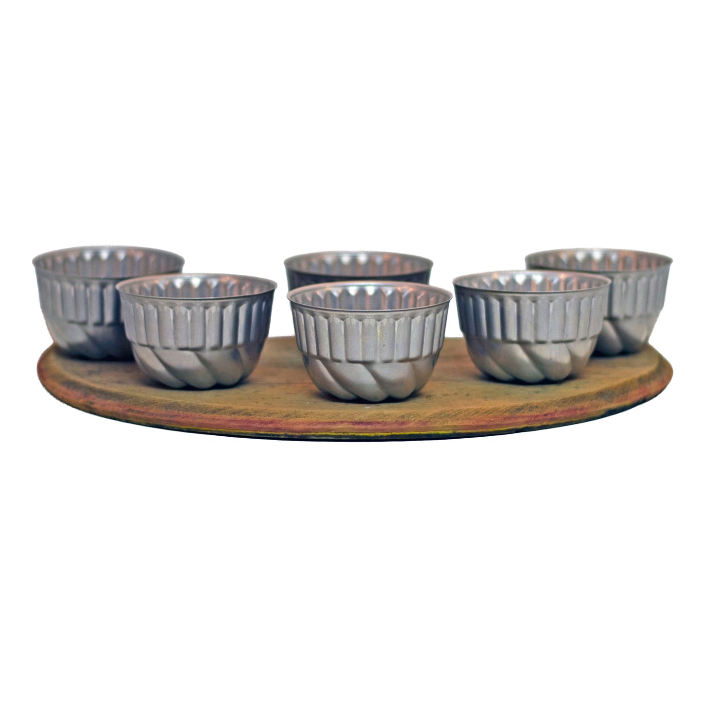 Upcycled Vintage JELL-O Mold Tea Light Candle Holder – Repurposed Wood 6 Cups