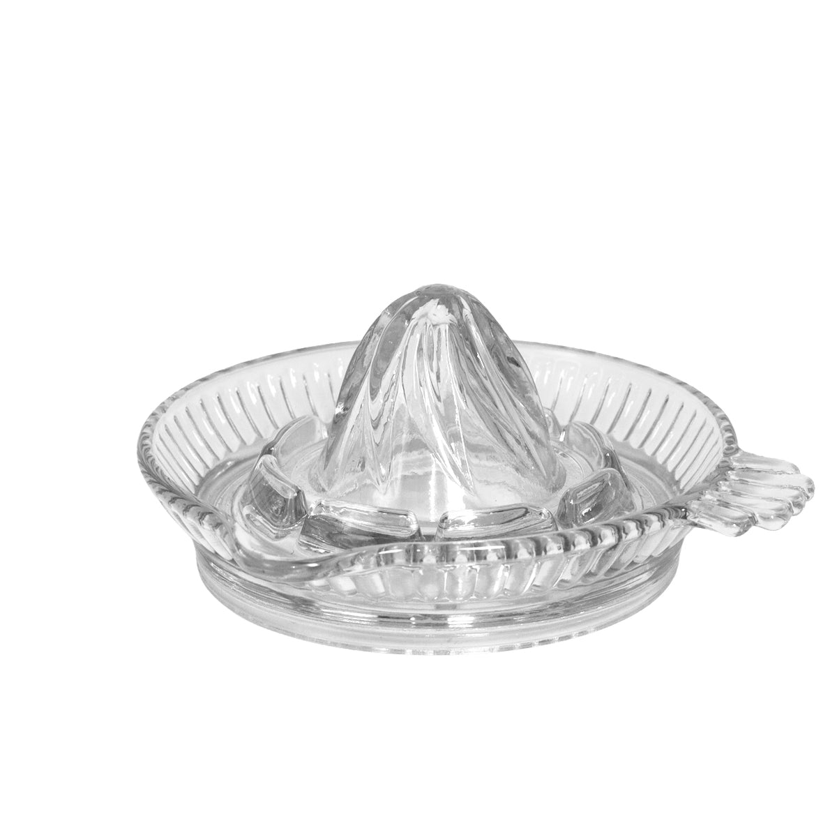 Glass Citrus Reamer Fluted Bowl | Thumb Handle |Anchor Hocking Manhattan Pattern