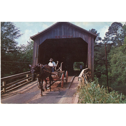Old Wooden Covered Bridge Old South Postcard | Chrome Era Postmarked 1967