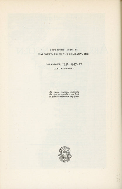 Abraham Lincoln: The Sangamon Edition by Carl Sandburg (1948, 6 Vol. Set) Copyright 1937