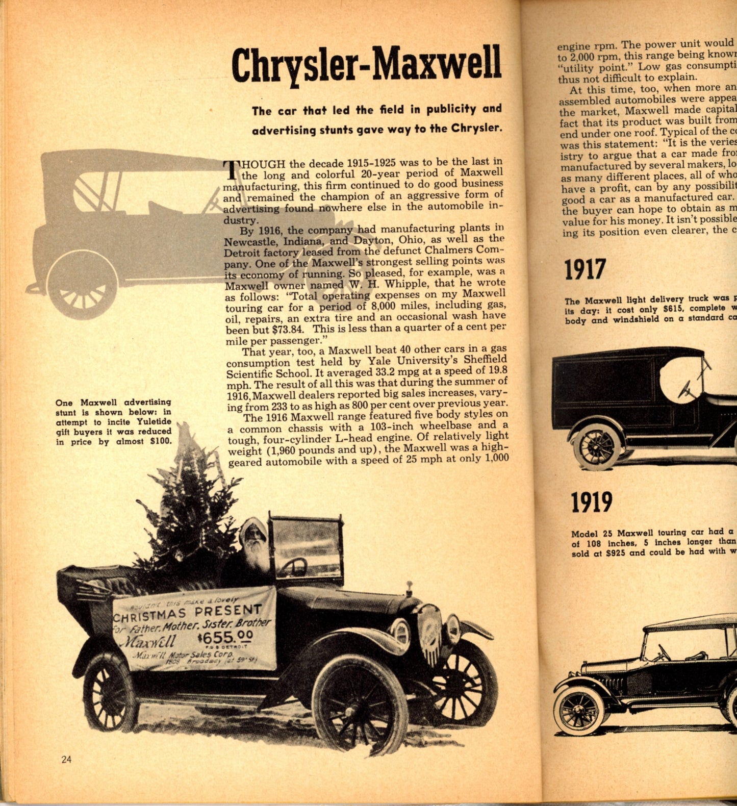 ANTIQUE AUTOMOBILES by John Bentley | Fawcett Publishers  ©1952 CHRYSLER 1915 PAGE 24