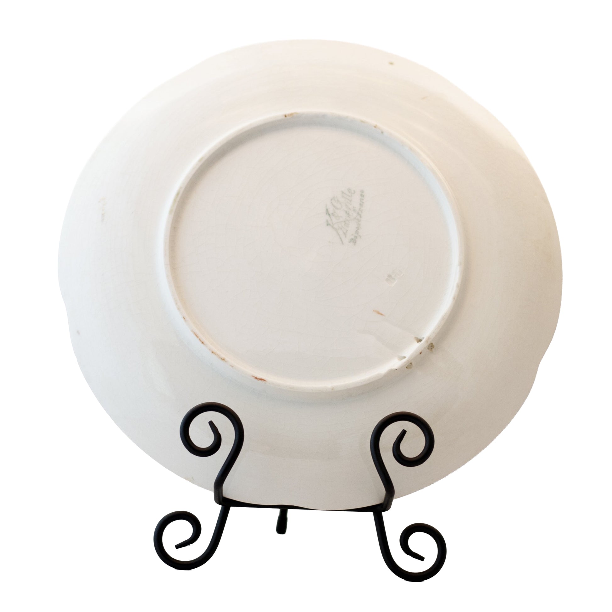 Antique K & G Lunéville Faïence Fruit Platter – Apples & Cherries, French Tin-Glazed Earthenware, c. 1890 Backmark