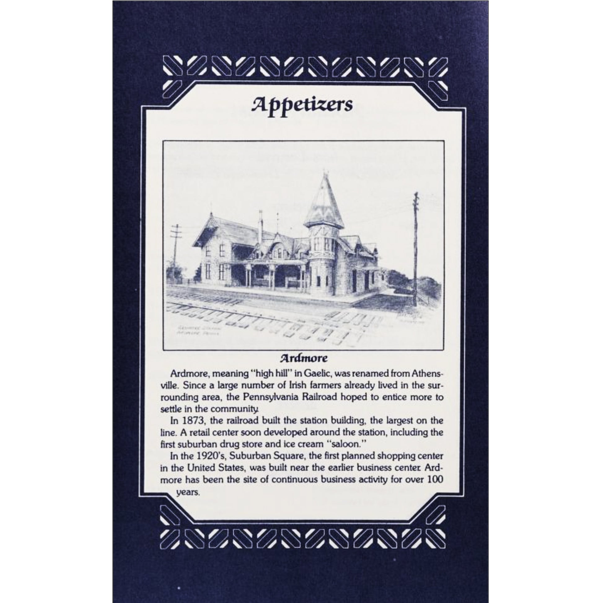 Philadelphia Main Line Classics – 700‑Recipe Community Cookbook (1982) 700+ recipes from the Philadelphia Main Line with train‑station illustrations, history, and community favorites; Ardmore Station