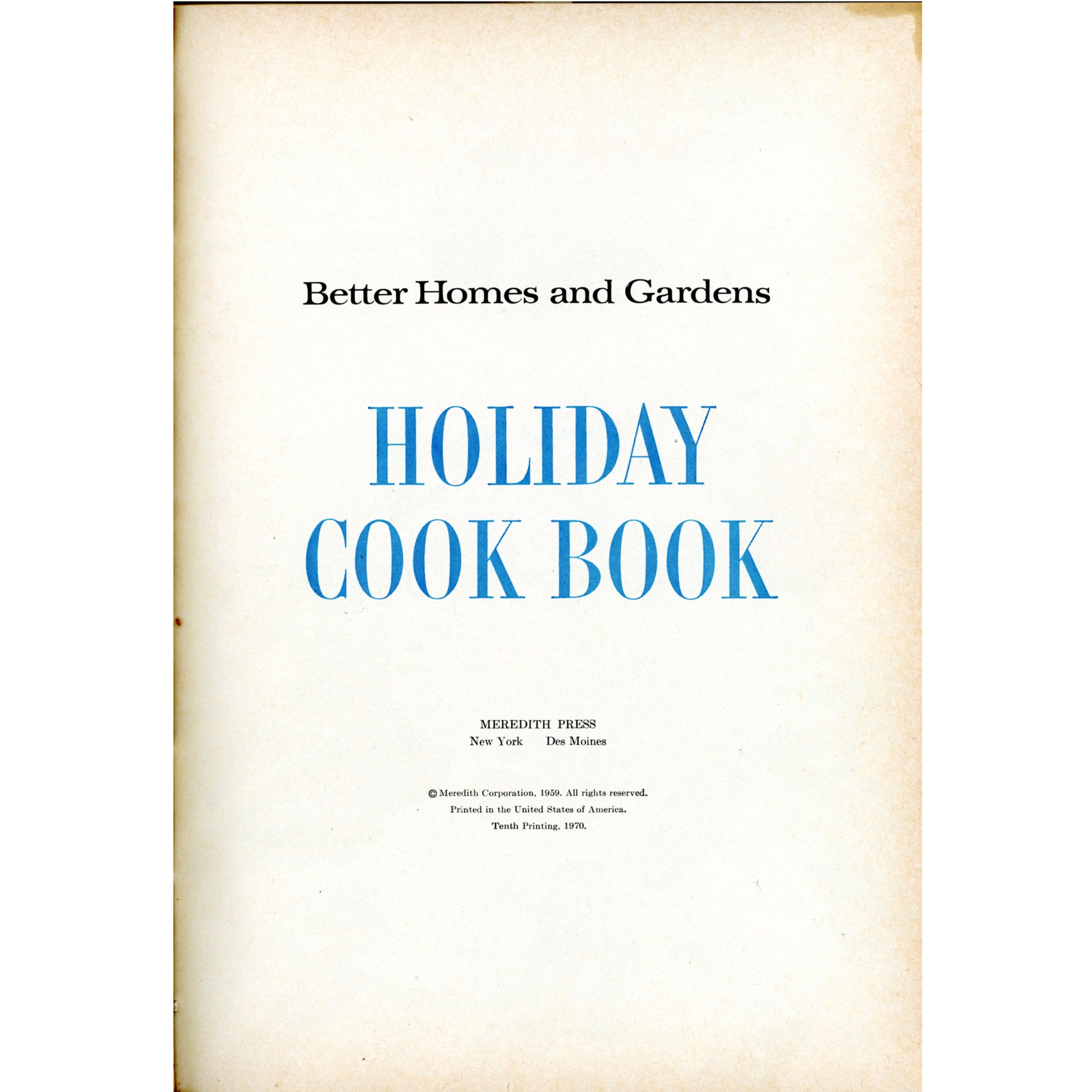 Better Homes Gardens Holiday Cookbook 1959 Mid Century Title page