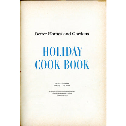 Better Homes Gardens Holiday Cookbook 1959 Mid Century Title page