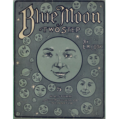 BLUE MOON Two Step by E.M. Cook Antique Sheet Music ©1906