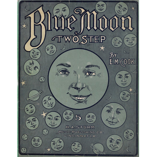 BLUE MOON Two Step by E.M. Cook Antique Sheet Music ©1906