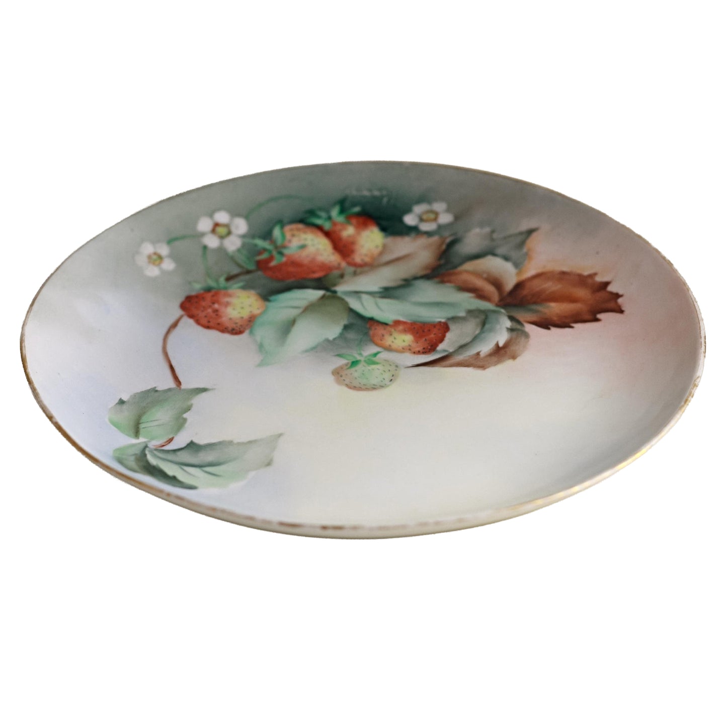Mavaleix Mandavy & Balleroy Limoges Hand-Painted Strawberry Dessert Plate | Signed Commoys | France c. 1908–1914