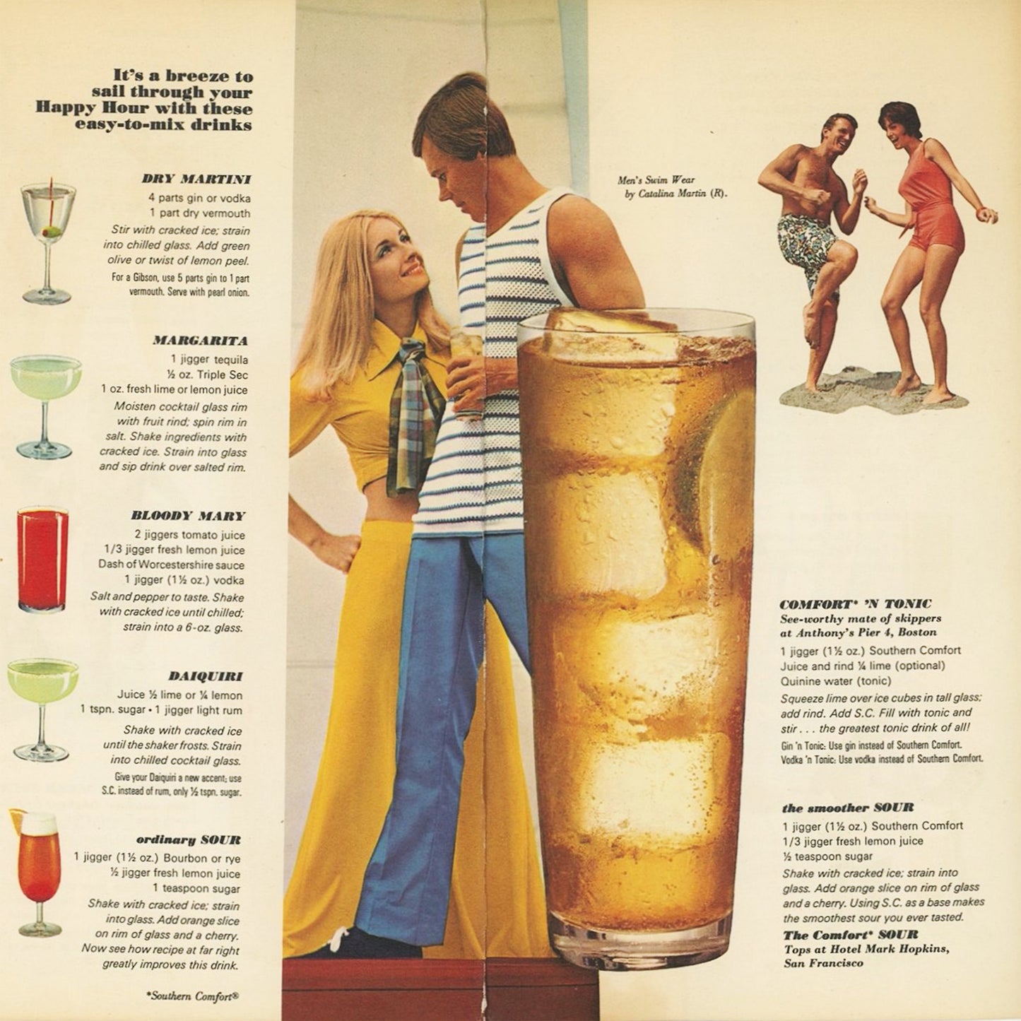Beachcombers Happy Hour Bar Guide Southern Comfort 1970 Leaflet Inside
