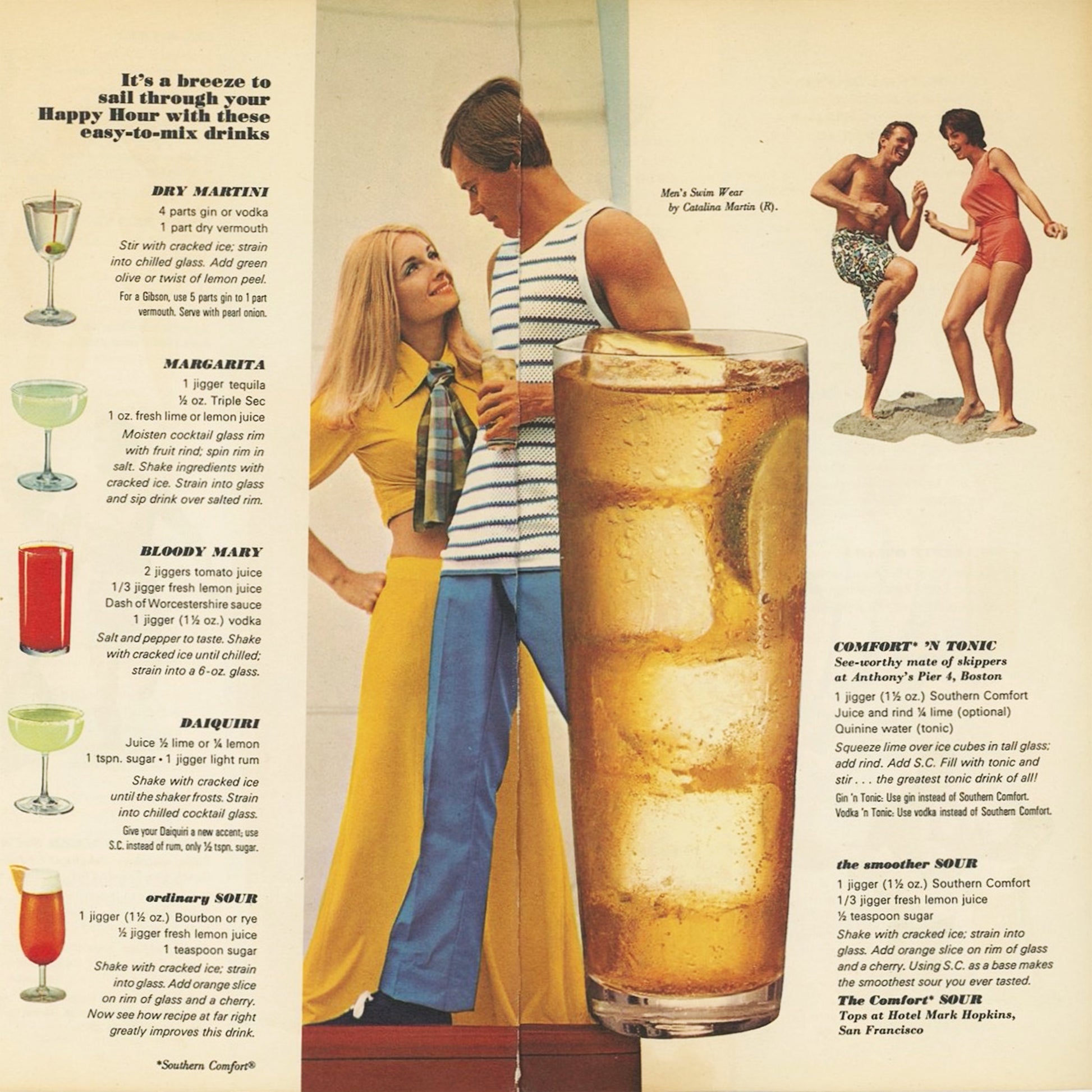 Beachcombers Happy Hour Bar Guide Southern Comfort 1970 Leaflet Inside