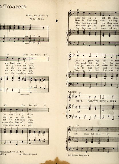 BELL BOTTOM TROUSERS Sheet Music Santly-Joy ©1944
