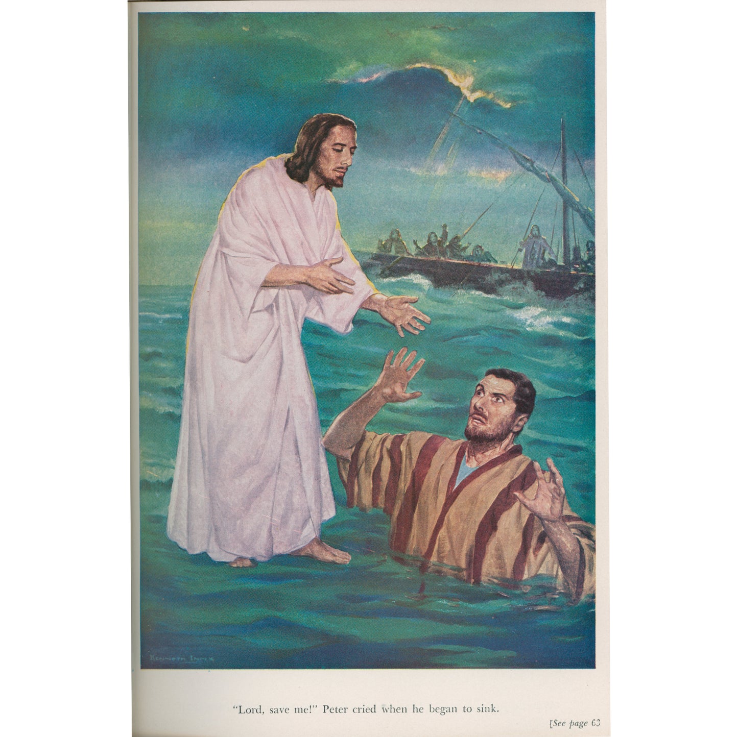 Vintage 1952 Bible picture book by Ralph Kirby with over 1,000 illustrations. Greystone Press hardcover in very good condition. Story illustration