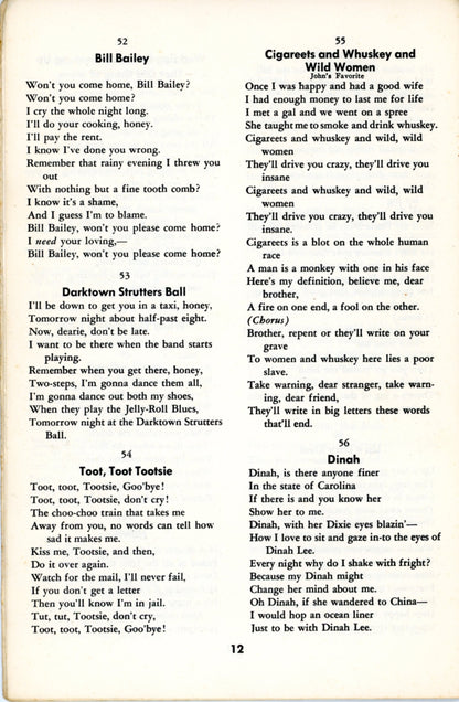 SINGING ALONG Songbook from Owl's Club Elmwood Place Cincinnati