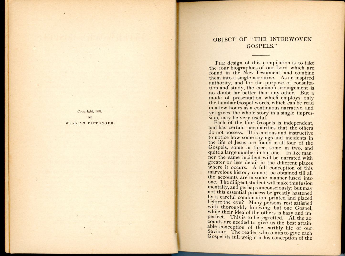 THE INTERWOVEN GOSPELS American Revised Edition by William Pittenger @1888 Rare