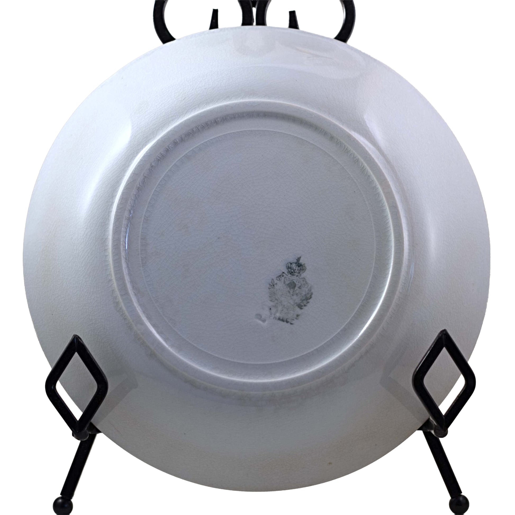 Antique Lunéville Faïence Strawberry Rimmed Soup Bowl | French Tin-Glazed Earthenware c.1900 BOWL 2 BACK MARK