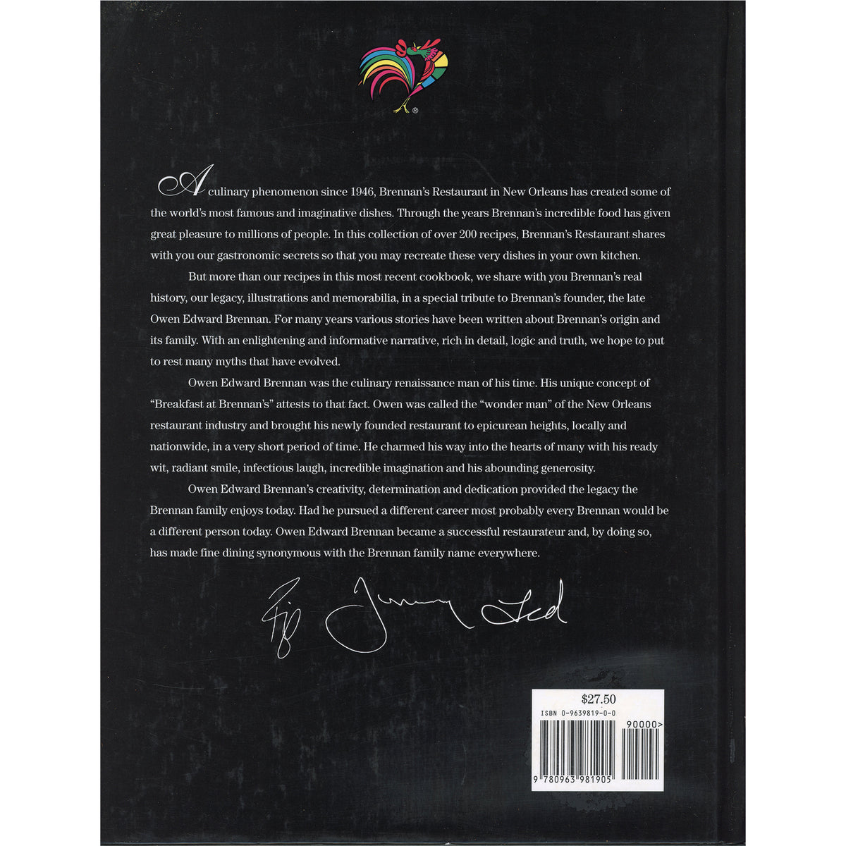 Breakfast at Brennan's Cookbook | 1994 Second Edition Back Cover