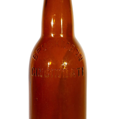 BRUCKMANN BREWERY Cincinnati Embossed Amber Beer Bottle Circa 1911 Neck