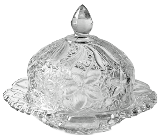 EARLY AMERICAN PATTERN GLASS Daisy and Button with Narcissus Covered Butter Dish Circa 1910