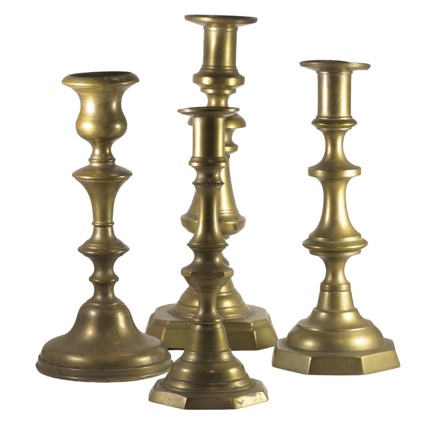 English Victorian Antique BRASS CANDLESTICKS Late 19th Century (Set of 4)