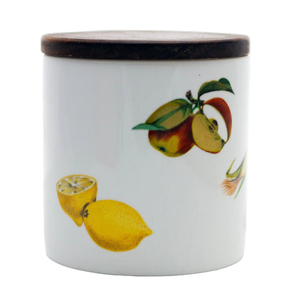 Evesham Gold Medium Sugar Canister with Original Wood Lid  Lemons and Apples