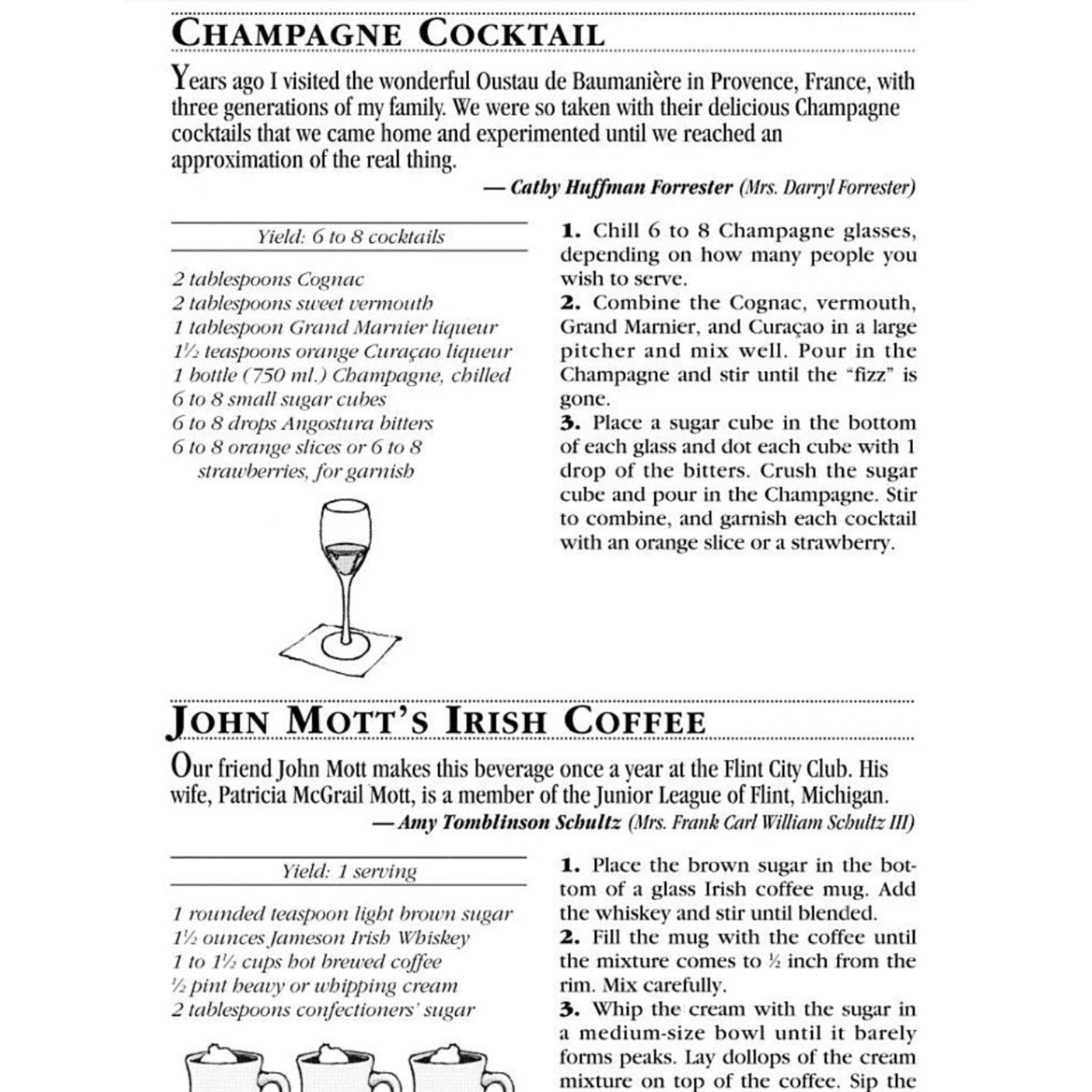 Party Receipts – Junior League of Charleston Cookbook (1993) 300+ Charleston party recipes, menus, and entertaining tips Champagne Cocktail