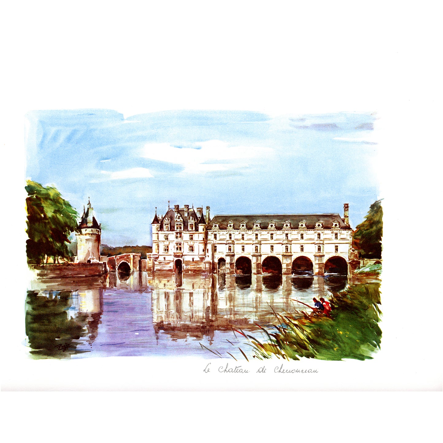Château de Chenonceau Print Loire Valley France Watercolor