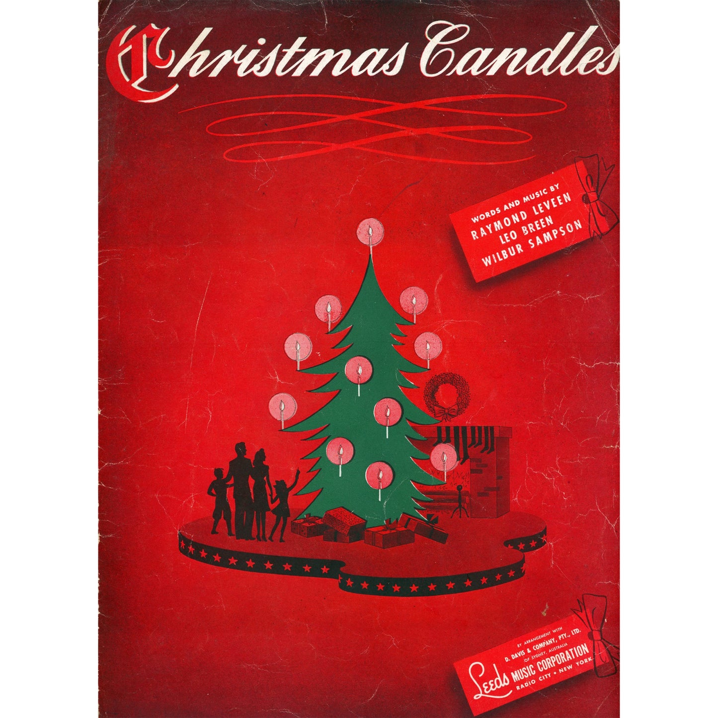 CHRISTMAS CANDLES Vintage Sheet Music by Leeds Music and D. Davis & Company ©1943 ©1944 Front