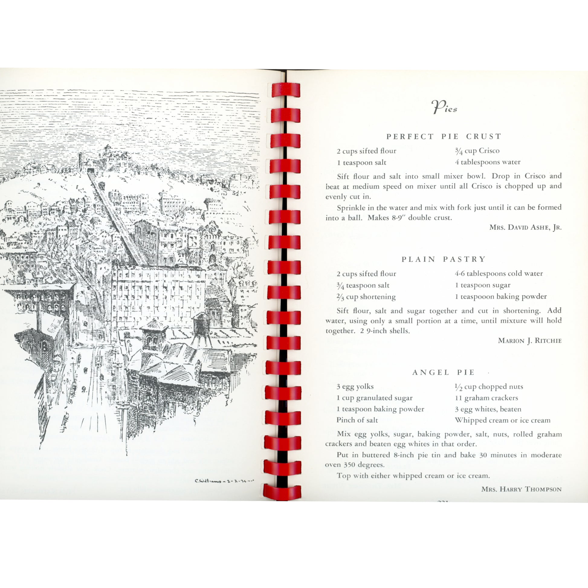 First edition 1966 Cincinnati Cook Book with pioneer recipes, Caroline Williams illustrations, and regional culinary history. Recipe 2
