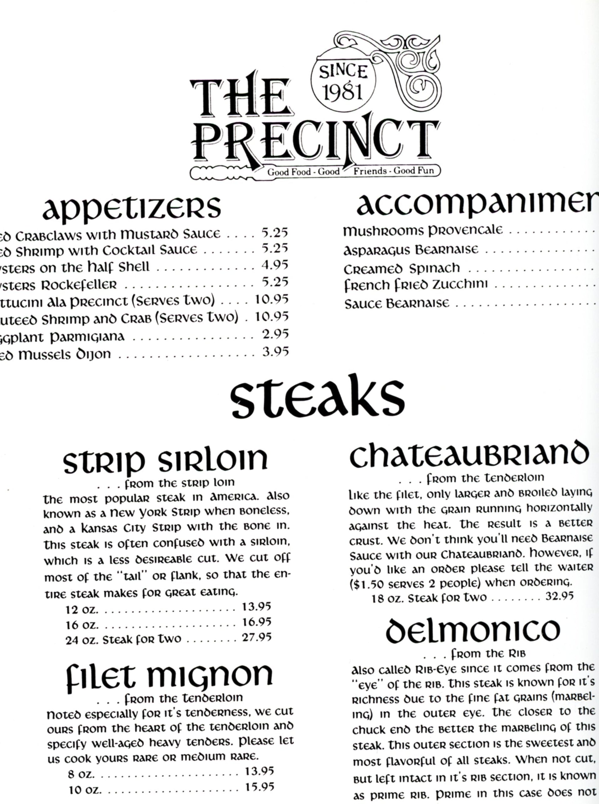 CINCINNATI RESTAURANTS Menus & Recipes | Randy & Jan Ryan-Hilman ©1983 The Precinct