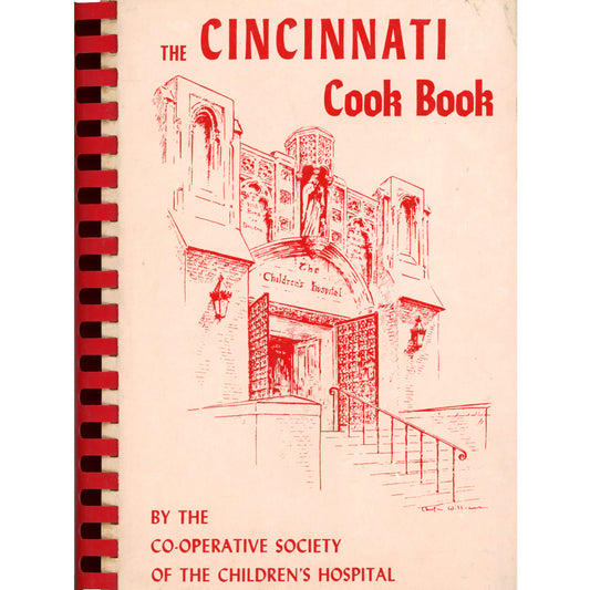 First edition 1966 Cincinnati Cook Book with pioneer recipes, Caroline Williams illustrations, and regional culinary history. COVER