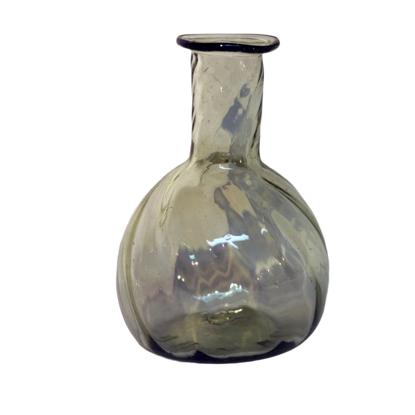 Early American Blown Glass RIB SWIRL BOTTLE 5 ¼” high Zanesville Style