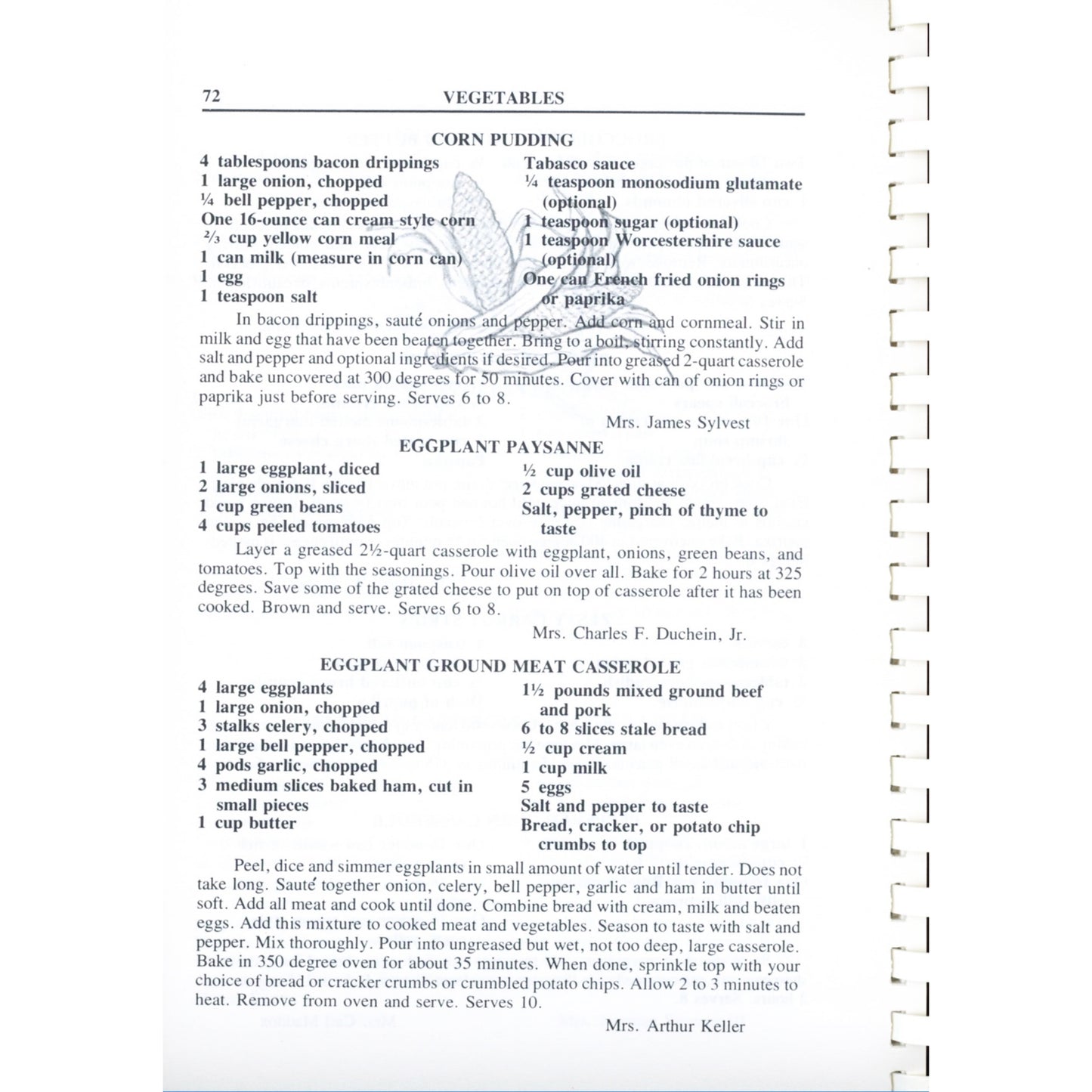 River Road Recipes II with 600+ classic Louisiana dishes. Junior League of Baton Rouge Hall of Fame cookbook. Corn pudding recipe.
