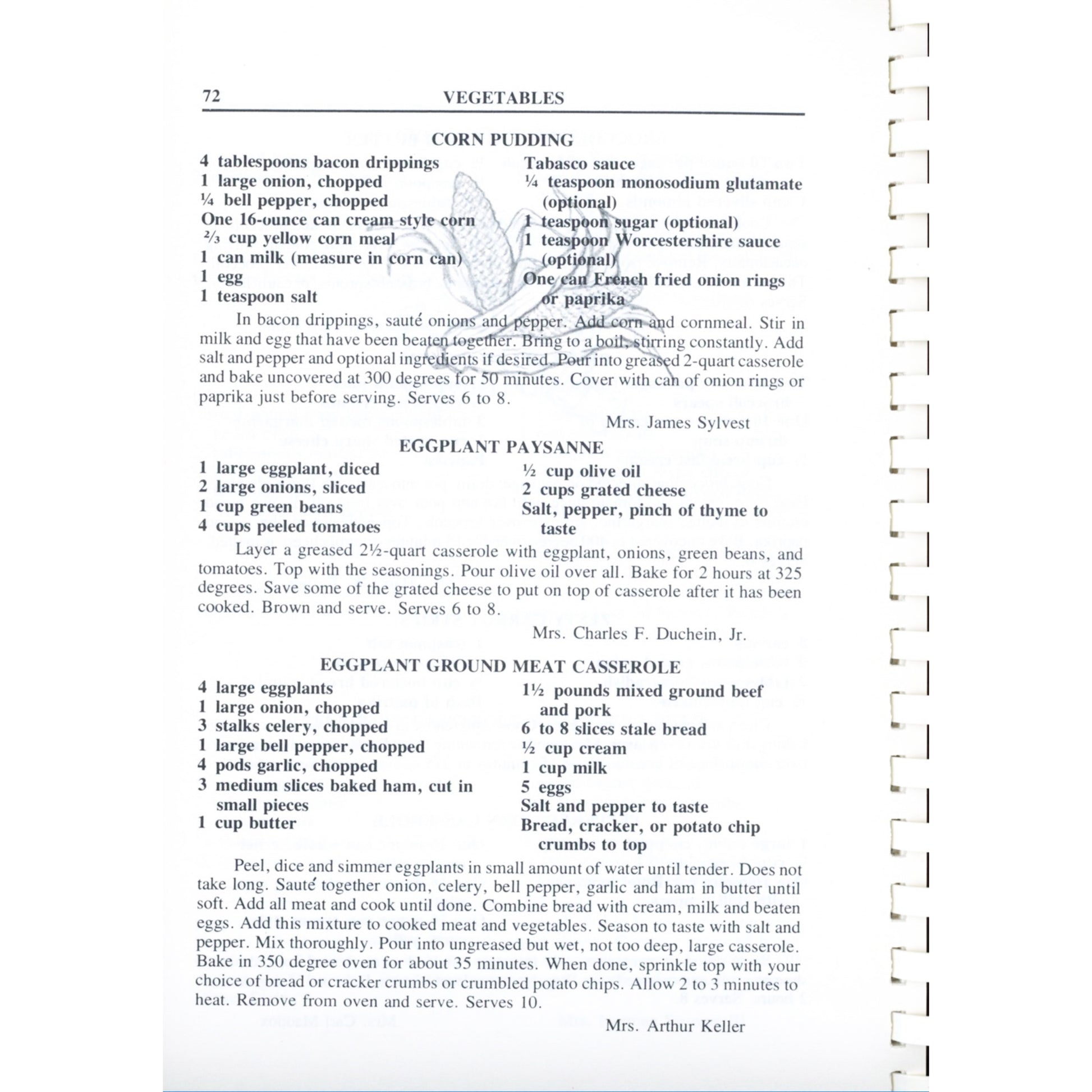 River Road Recipes II with 600+ classic Louisiana dishes. Junior League of Baton Rouge Hall of Fame cookbook. Corn pudding recipe.