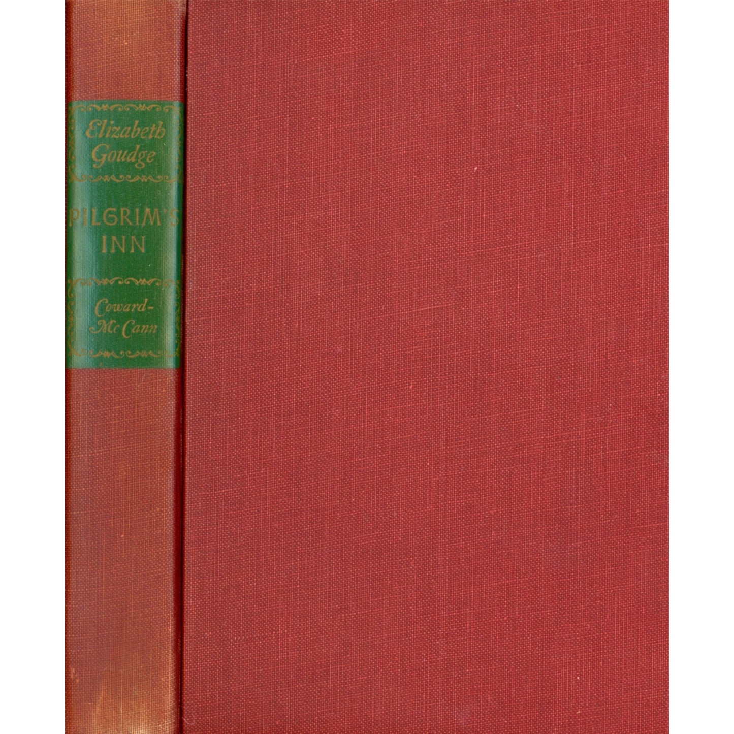 1948 first edition of Pilgrim’s Inn by Elizabeth Goudge. Decorative Coward-McCann hardcover in VG-EX condition without dust jacket. Cover