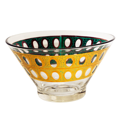 Culver Pisa 22K Gold Green Glass Large Salad Bowl | Circa 1960s