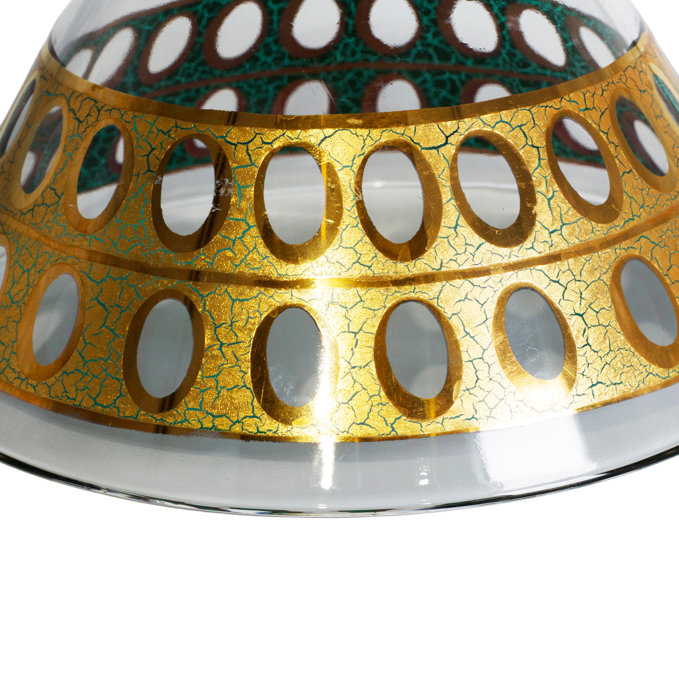 Culver Pisa 22K Gold Green Glass Large Salad Bowl | Circa 1960s Oval Designs