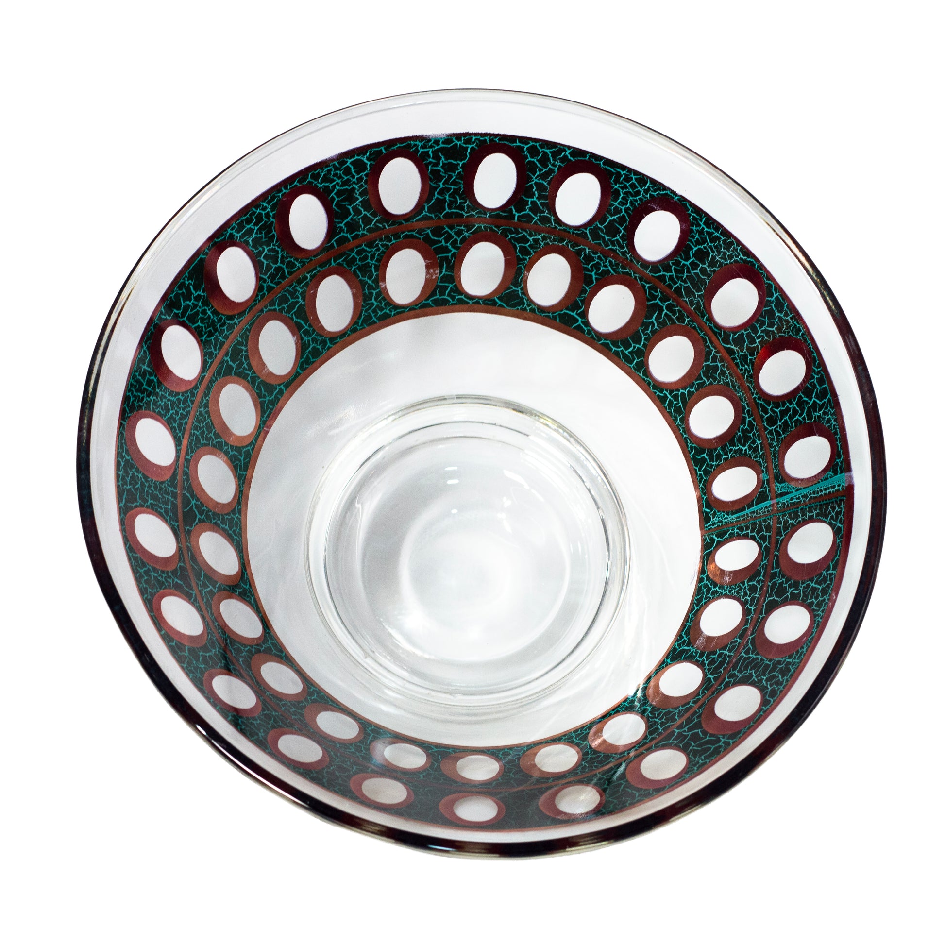 Culver Pisa 22K Gold Green Glass Large Salad Bowl | Circa 1960s Inside