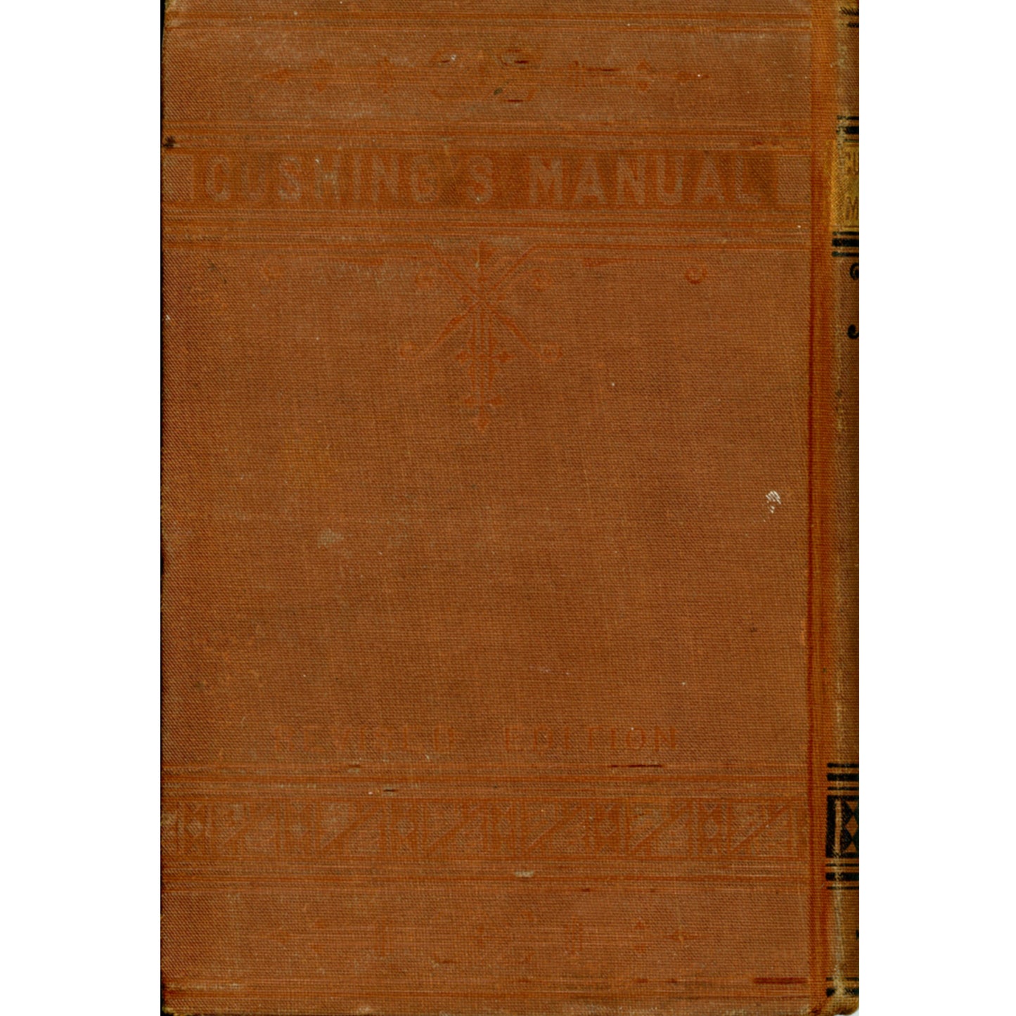 1880 Cushing’s Manual of Parliamentary Practice. Antique law book in very good condition with gilt spine. Early American parliamentary authority. Back cover