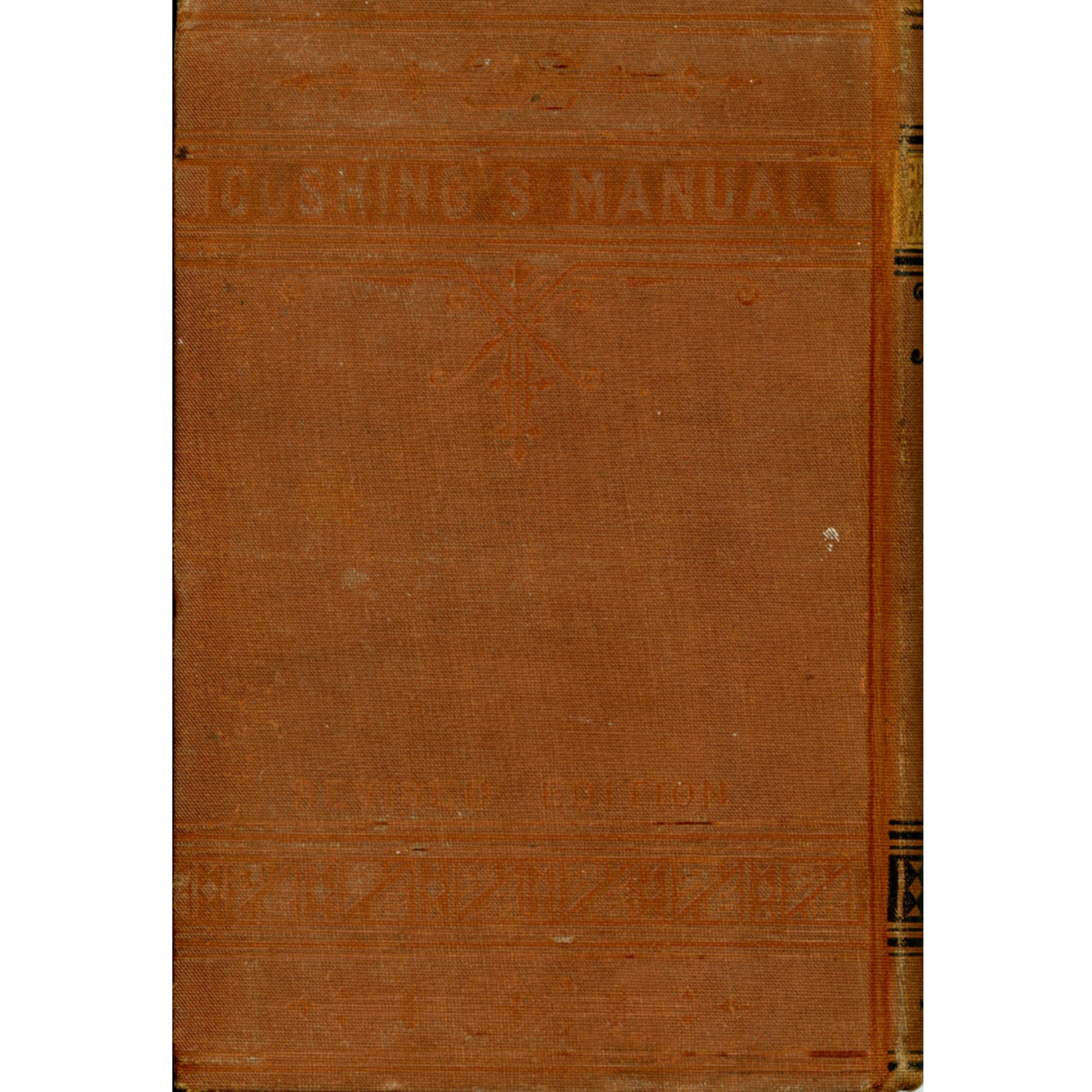 1880 Cushing’s Manual of Parliamentary Practice. Antique law book in very good condition with gilt spine. Early American parliamentary authority. Back cover