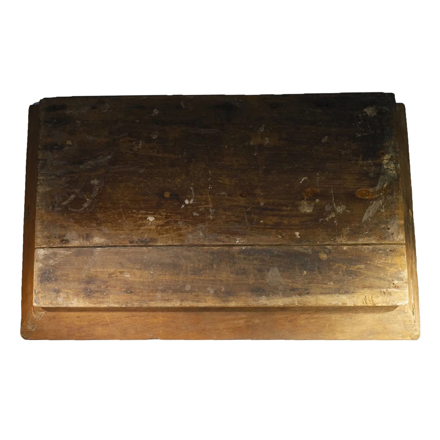 Antique Dovetailed Wood Cutlery or Tool Tray, Signed and Dated 1871 with Heart Handle Bottom