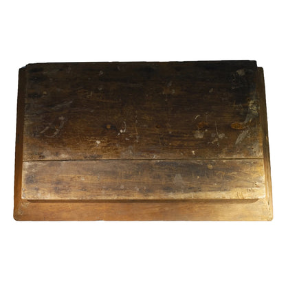 Antique Dovetailed Wood Cutlery or Tool Tray, Signed and Dated 1871 with Heart Handle Bottom