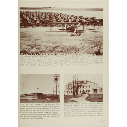 Illustrated history of Dayton, Ohio featuring hundreds of historic photographs. Second edition, 1982, with introduction by Allan Eckert. Wright Brothers
