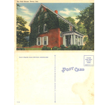 Dover Delaware The Hall House Historic Home – Pre-Linen Postcard (c. 1920s) Front and Back