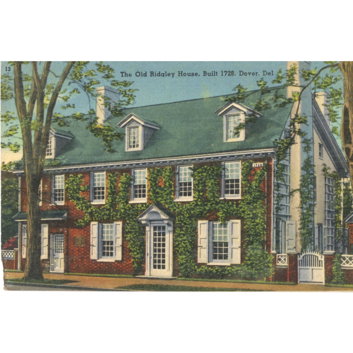 Dover Delaware Ridgely House Historic Home – Pre-Linen Postcard (c. 1920s)