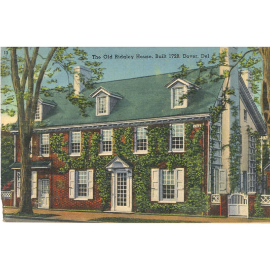 Dover Delaware Ridgely House Historic Home – Pre-Linen Postcard (c. 1920s)