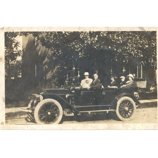 Early Touring Car Automobile RPPC c.1910s | Well-Dressed Group Antique Photo
