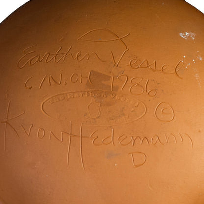 1986 Earthen Vessel Redware Goose Dish Signed Folk Pottery
